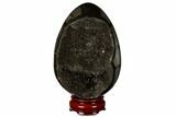 Septarian Dragon Egg Geode - Black Crystals #177418-1